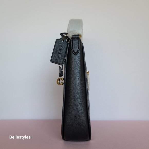 COACH Chaise Pebbled Leather Crossbody Bag- Black color ⭐ - Picture 8 of 16